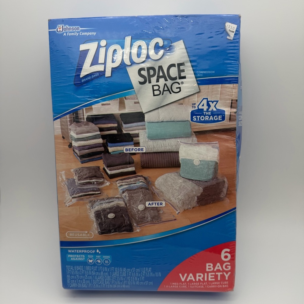 Ziploc Space Bag Clothing Vacuum Seal Flat Combo 6 Bag Variety Pack